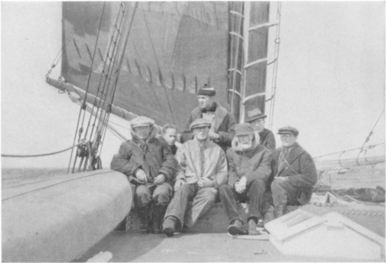 Members of expedition on boat